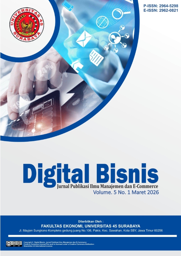 					View Vol. 5 No. 2 (2026):  Juni : Digital Bisnis: Jurnal Publikasi Ilmu Manajemen dan E-Commerce
				