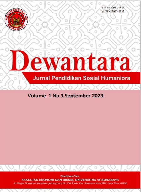 					View Vol. 1 No. 3 (2022): September : Dewantara : Jurnal Pendidikan Sosial Humaniora
				