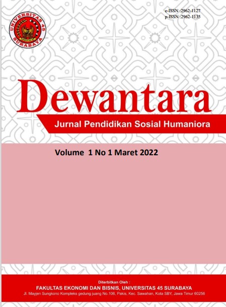 					View Vol. 1 No. 1 (2022): Maret  : Dewantara : Jurnal Pendidikan Sosial Humaniora
				